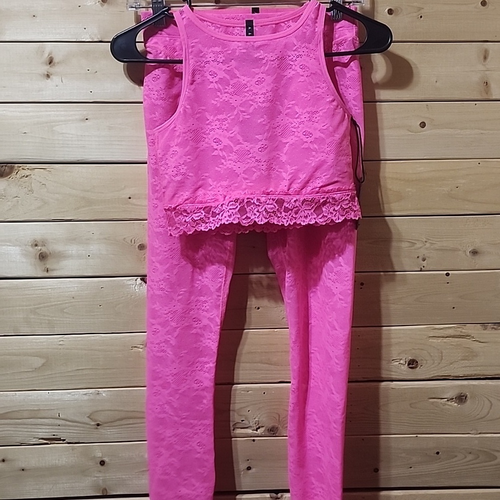 Savage X Fenty Rhianna Hot Pink Lace Cropped Tank - Size: S NEW Outfit